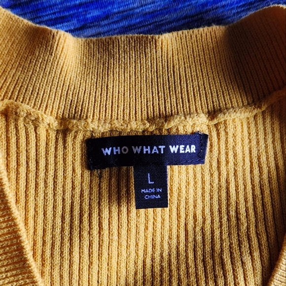 Who What Wear Golden Yellow Button-Up Ribbed Vest (Large) - Picture 3 of 8